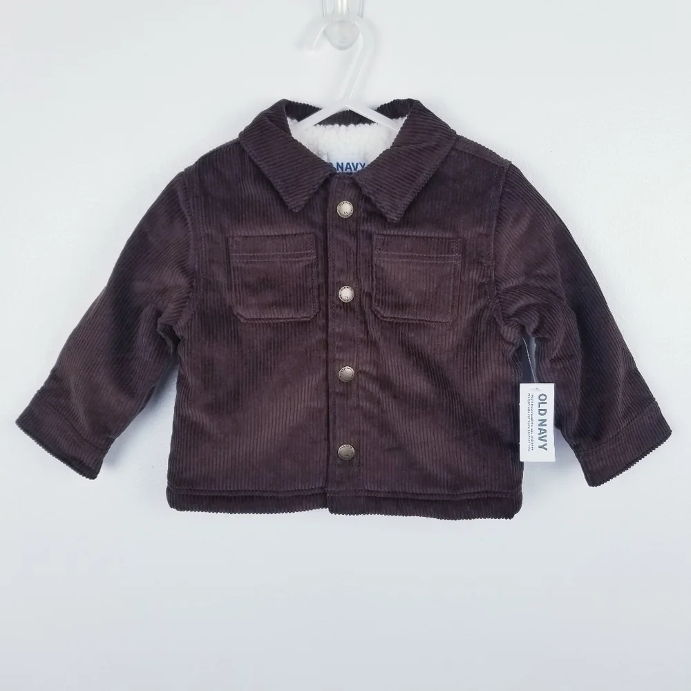 Old Navy #414714 Brown Sherpa-Lined Corduroy Shacket  for Baby NWT 12-18 Months